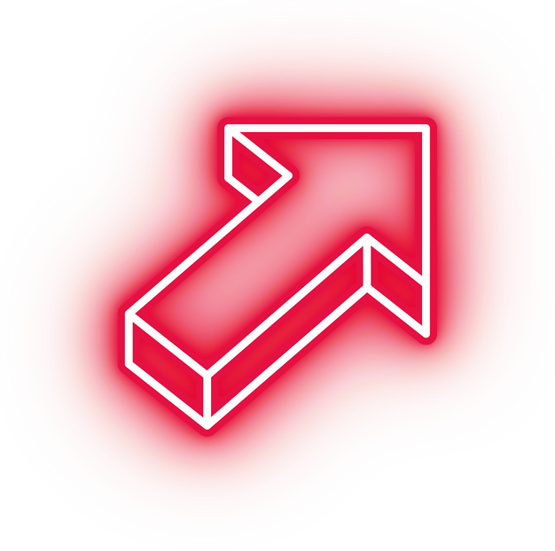 Neon red 3D isometric right arrow